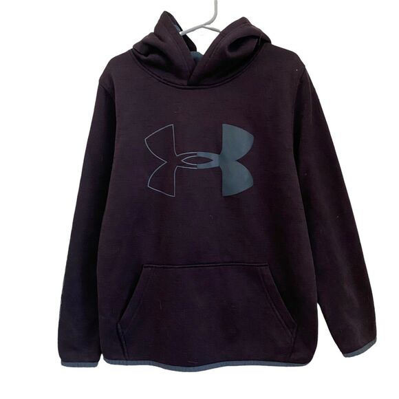 Under Armour Youth Size Small Sweatshirt Hoodie Loose Fit Cold Gear Purple Gray - Picture 1 of 7